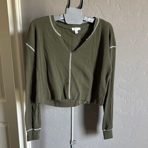 Olive Green Crop Top with Modern Design